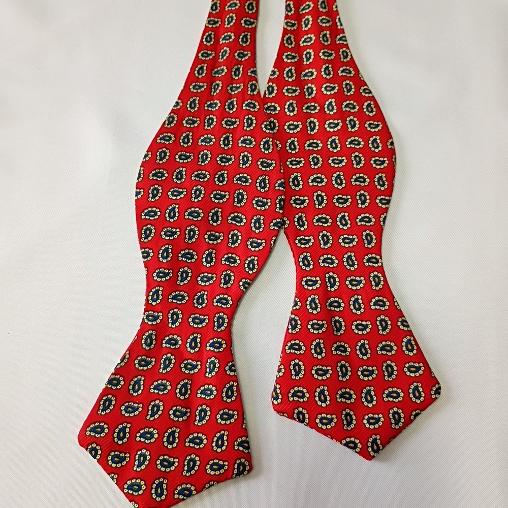 Robert Talbott Red And Blue Patterned Bow Tie - image 1
